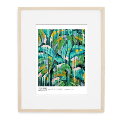 framed art print by artist pepallama, street art style monstera drip