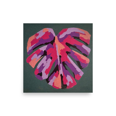 pepallama monstera pink art print