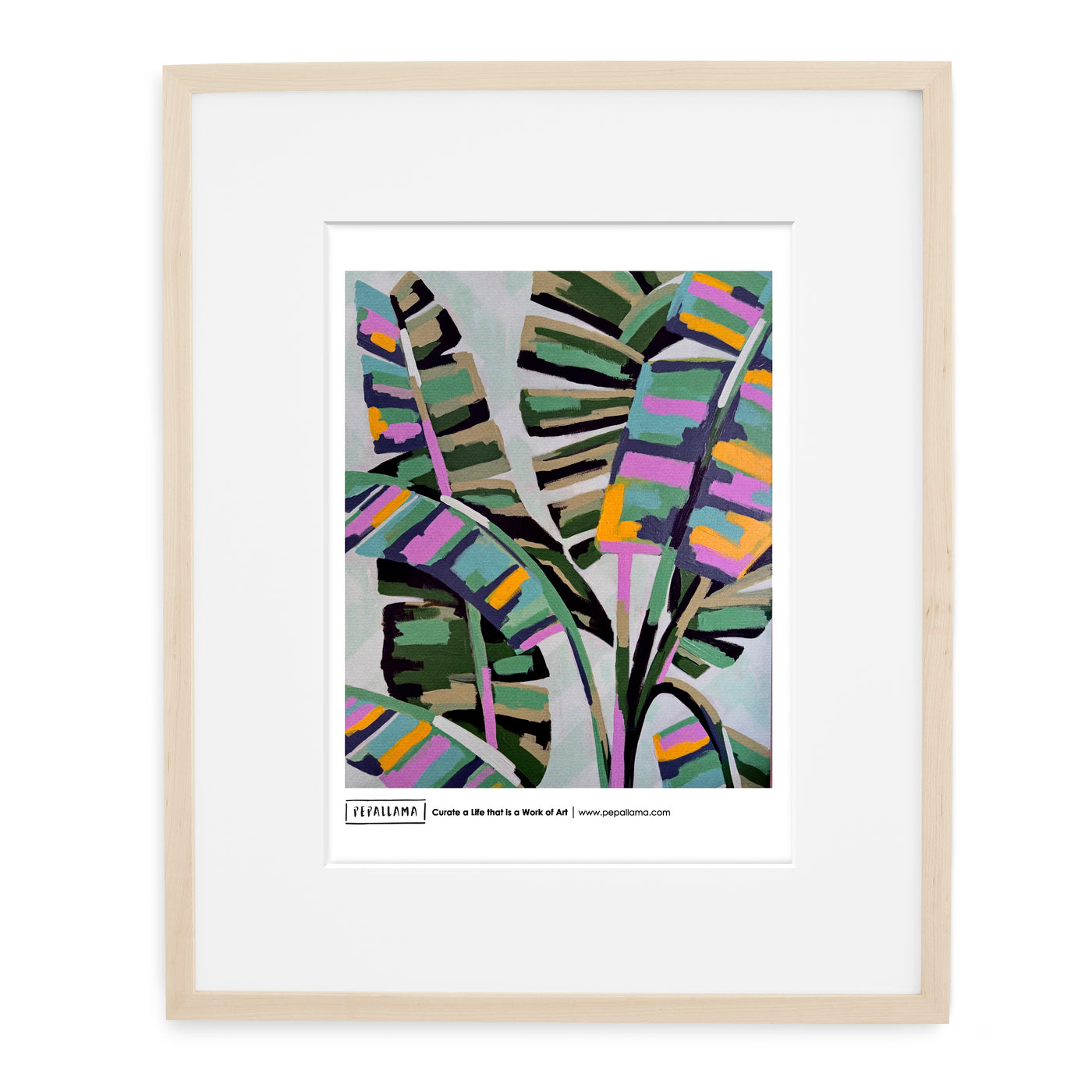 pepallama colorful abstract banana leaf art print
