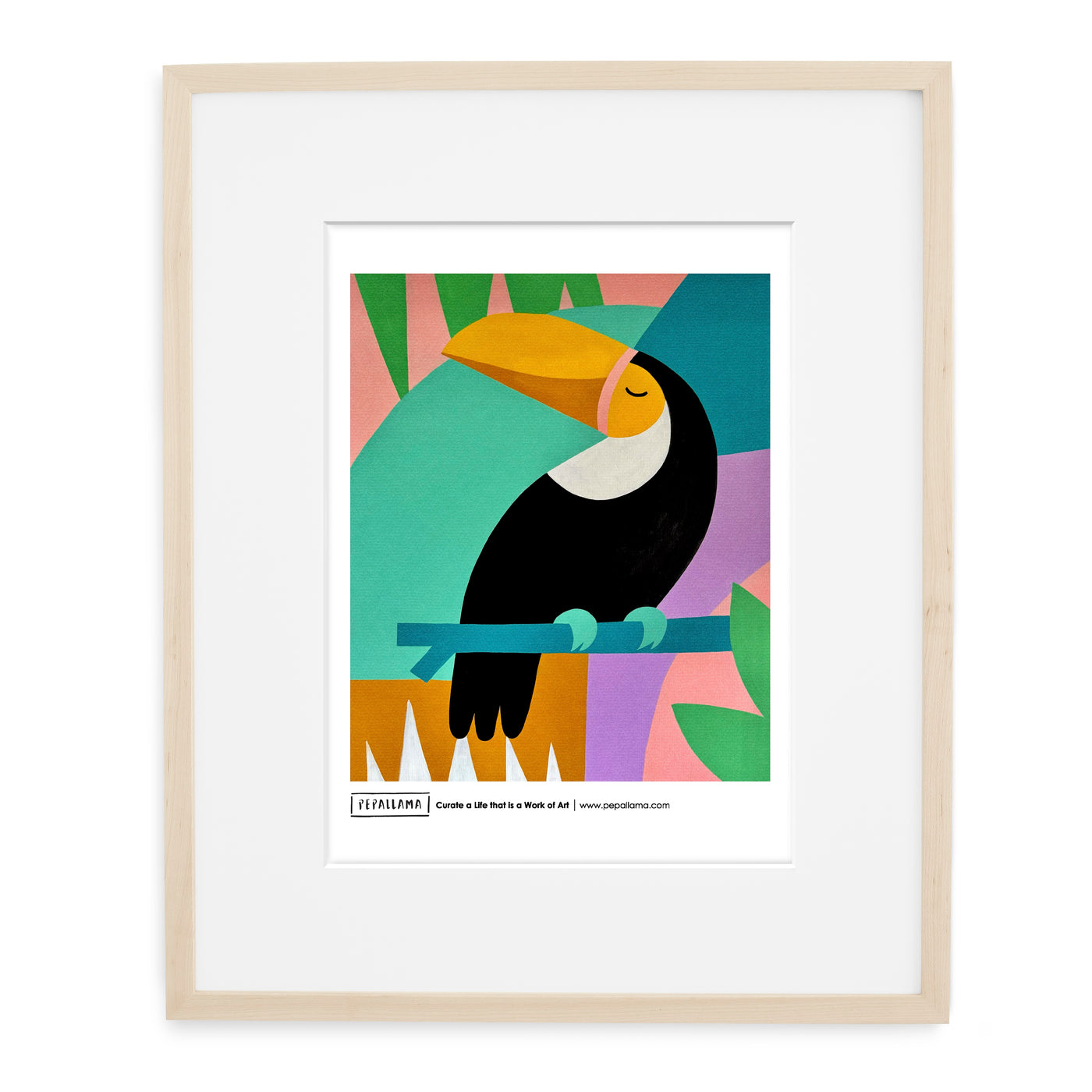 framed tropical toucan art print by artist pepallama